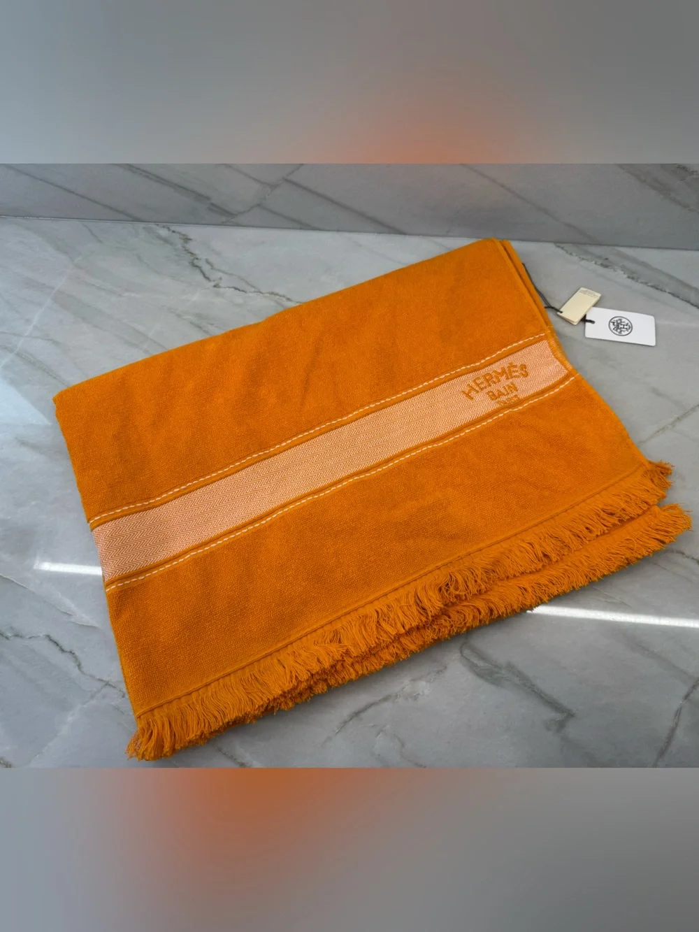NWT Hermes Yachting Beach Towel Orange